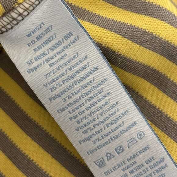 Boden Lila Dress Sz 6R Taupe Gray Yellow Striped Peter Pan Collar Mod - Picture 5 of 5